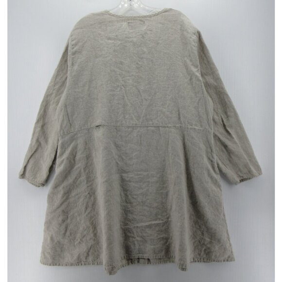 Flax Dress XL Linen Tunic Shirt Button Up Lagenlook Cottagecore * - Picture 10 of 14